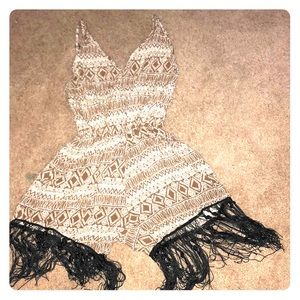 Brown and white romper